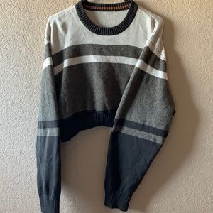 Crew-neck Cropped Sweater (brown and beige)